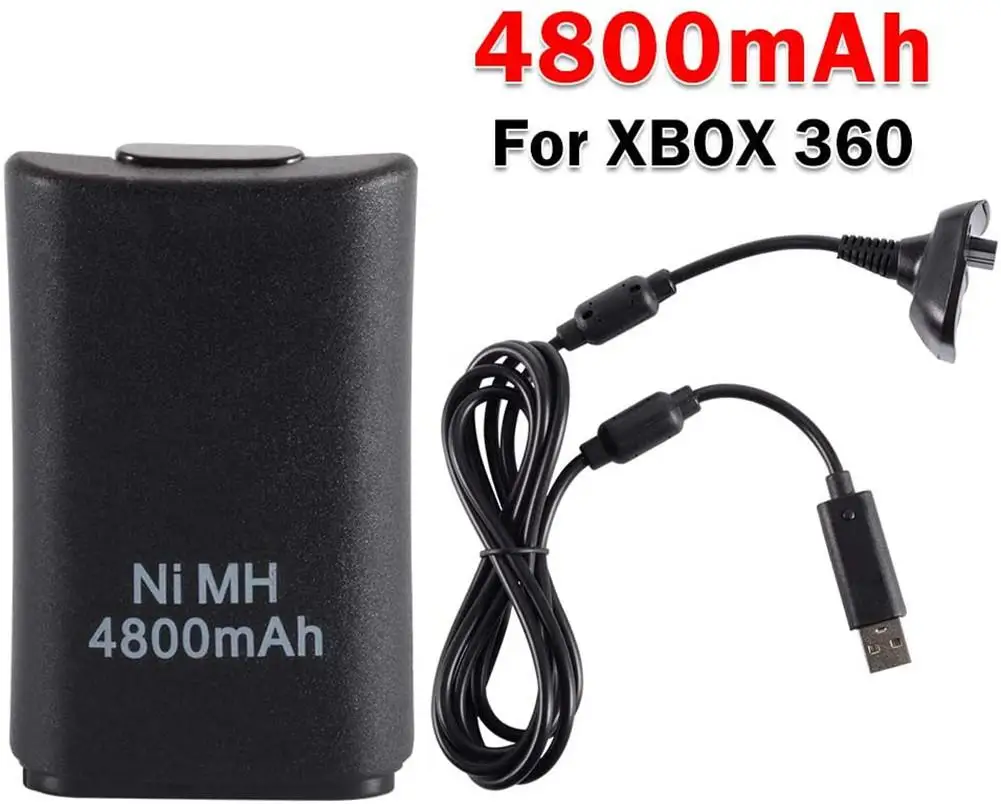 Black 2 in 1 Battery Pack Charging Cable USB Set for XBOX 360 Wireless Controller pack | Электроника