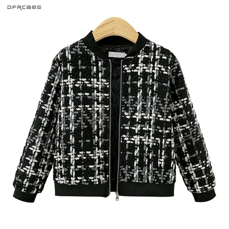 4XL 5XL плюс Размер зимние шерстяные пальто и куртки для женщин модная уличная Женская свободная бейсбольная куртка в клетку верхняя одежда