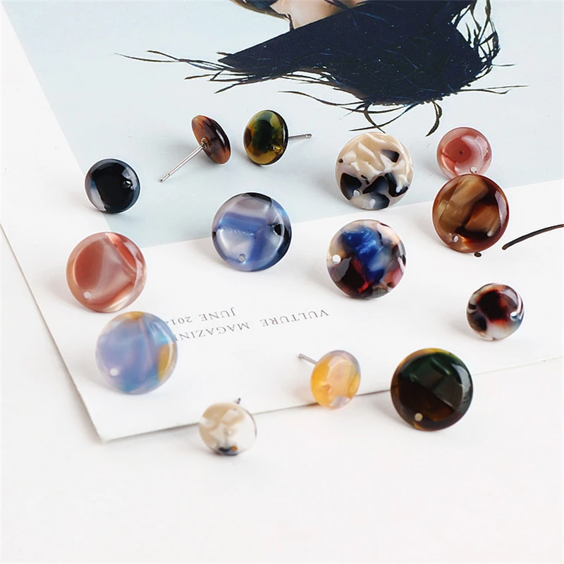 10 шт. женские модные серьги в японском стиле круглые гвоздики из ацетата для