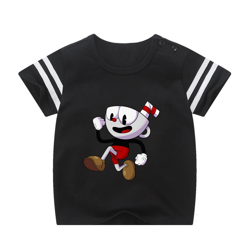 Boys or Girls Cuphead cartoon Kids sport motion T Shirt Children T-shirt Baby Toddler Summe Tops Anime cartoon Tees wholesale - Цвет: as picture