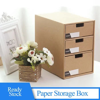

3 Layer Desktop Storage Paper Type Cabinet Desk File Finishing Box Simple Book Standing File Storage Box Storage Drawers