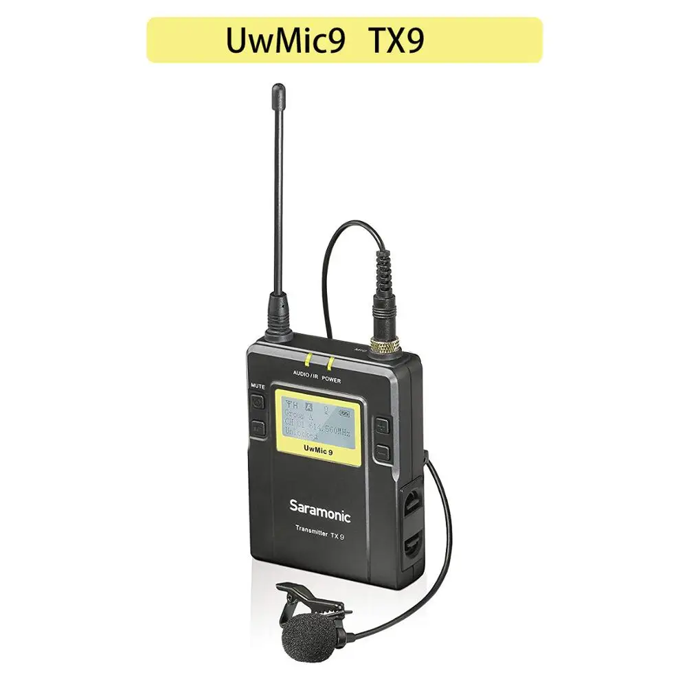 Saramonic UHF Беспроводная микрофонная система с XLR вставным передатчиком, приемником и креплением для камеры для Vlog интервью YouTube - Цвет: UwMic9 TX9