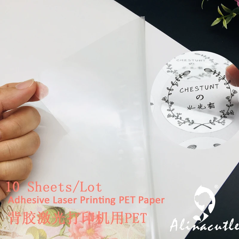 A4X10SHEETS Self-adhesive Clear PET Paper for Laser Printer Label Printing DIY Scrapbooking Album handmade paper craft
