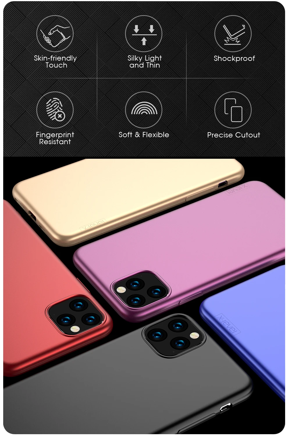 X-Level чехол для iPhone 11 Pro Max Мягкий ТПУ ультра тонкий микро Матовый Телефон задняя крышка для iPhone 11 чехол iPhone11 Pro Coque