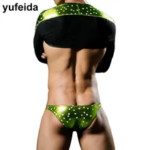Рождественская Мужская одежда, сценический стиль, сумасшедшая ночь, шоу, Клубная одежда, блестящая Бронзовая звезда, искусственная кожа, сексуальное мужское нижнее белье, топы, трусы