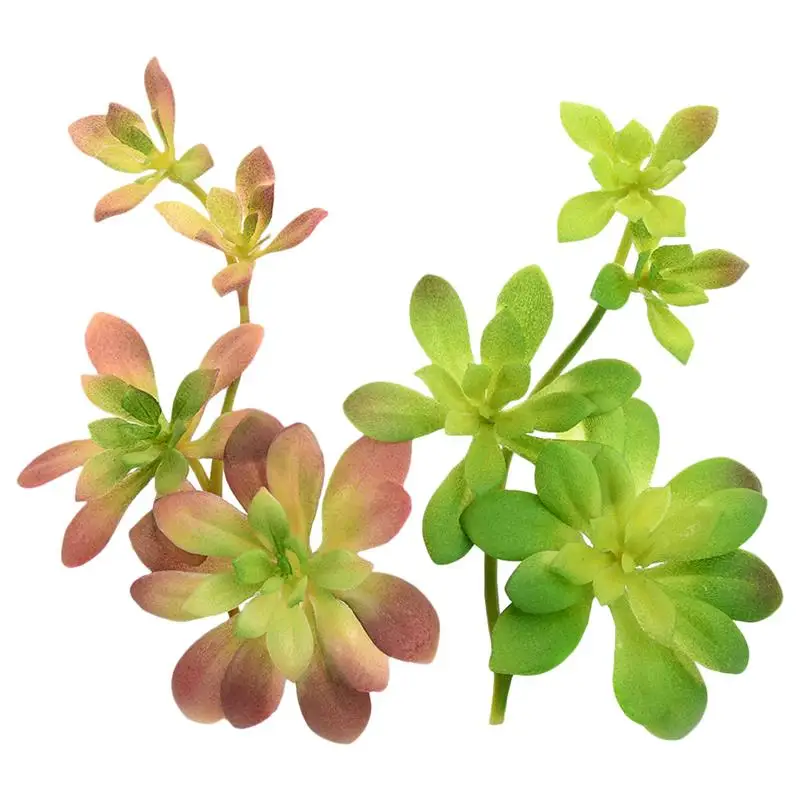 2pcs Green Flocking Artificial Succulents Plants Bonsai Desktop Fake Plants Valentine's Day Wedding Home Garden Decoration