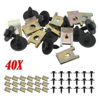 

40pcs U Nut Hex Screw For BMW Speed Fastener Undertray Sheet Metal Clip Fixing Car Interior Decoration Mud Flaps Clips