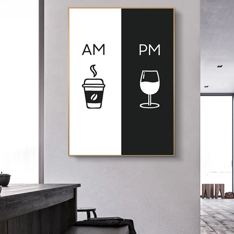 Nordic Style Kitchen Restaurant Coffee PM Wine Sign Canvas Painting Posters and Prints Wall Art Picture for Living Room No Frame | Дом и сад