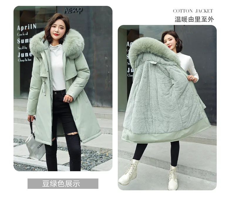 2020 New Cotton Thicken Warm Winter Jacket Coat Women Casual Parka Winter Clothes Fur Lining Hooded Parka Mujer Coats clothes