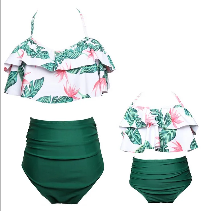 SHUJIN Female Children Baby Matching Family Bathing Suits Mother Girls Bikini Swimsuit For Mommy and Daughter Beach Swimwear | Мать и