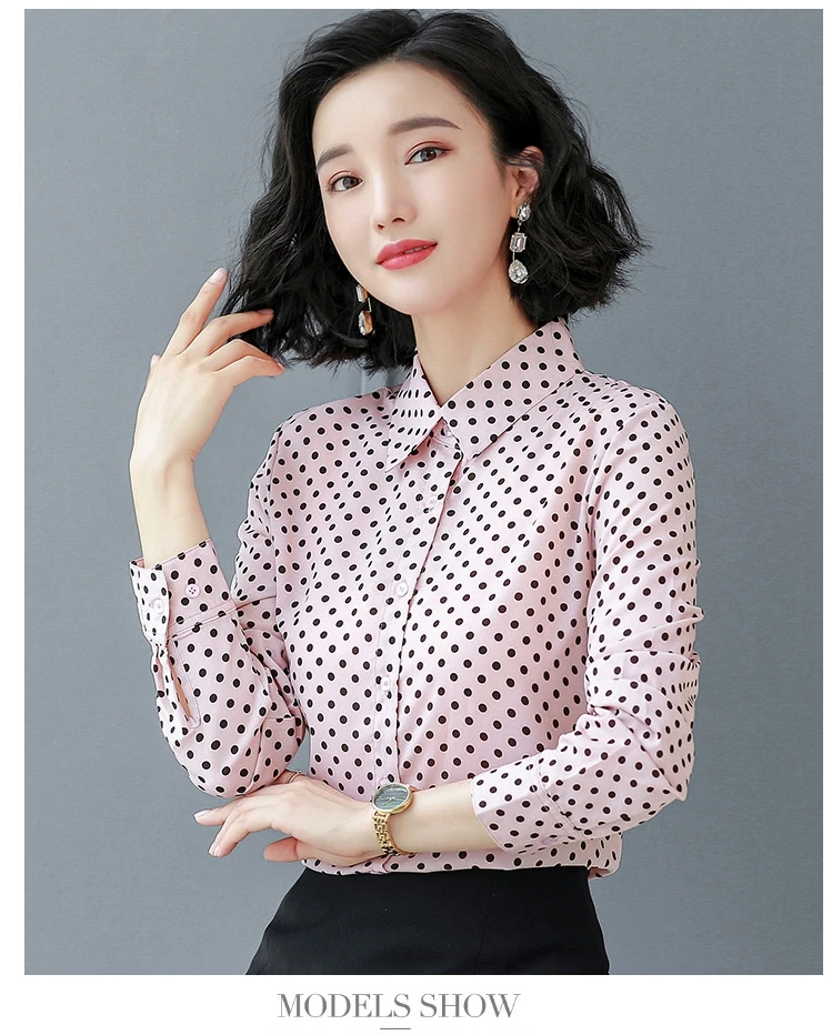 Chiffon Blouse Work Polka Dots | Pink Polka Dot Blouse Clothes - Dot  Chiffon Shirt - Aliexpress