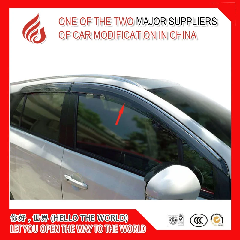

4 Piece Injection molding trim vent shade rain sun wind deflector window visor for S-Cross
