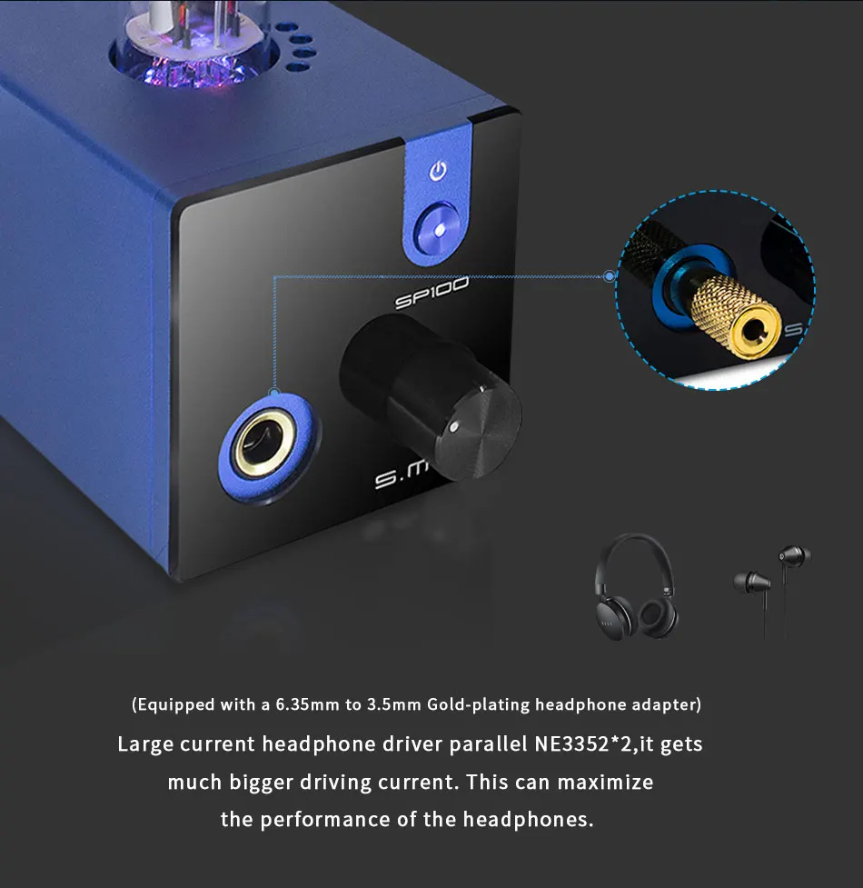 SMSL SP100 6N3 ламповый усилитель для наушников мощный стерео аудио HiFi регулятор громкости ламповый предусилитель усилитель для наушников