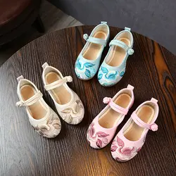 Детская парусиновая обувь для маленьких девочек; дышащая обувь для отдыха; мягкая подошва; стиль принцессы; элегантная нескользящая обувь