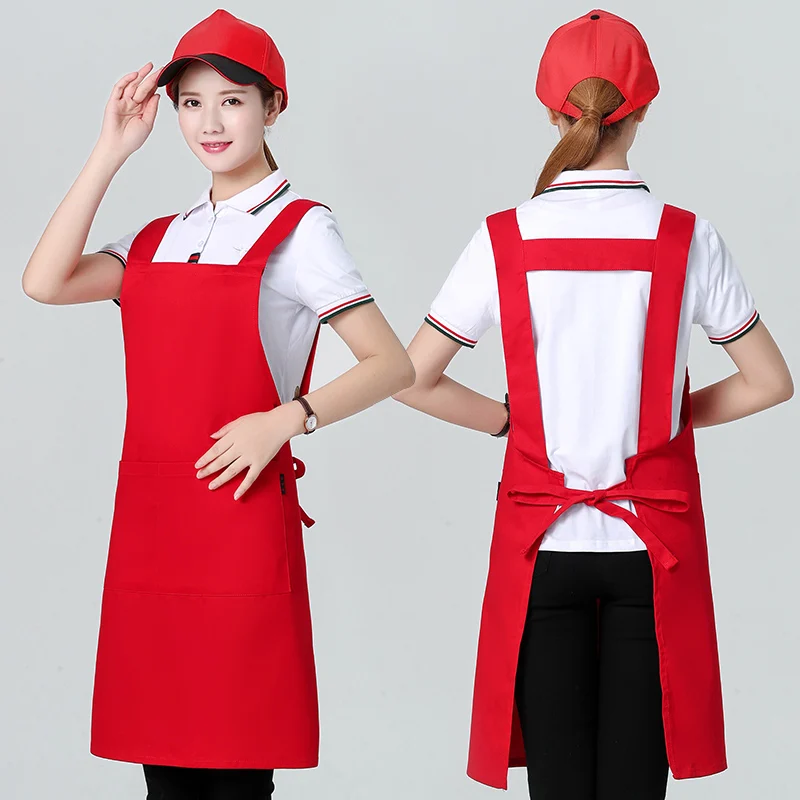 Хлопковый передник печать логотипов под заказ черный Модный хлопковый чайный магазин для ногтей рабочая одежда для женщин и мужчин на заказ - Цвет: 1PCS