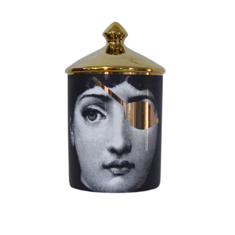 Позолоченный Подсвечник Fornasetti керамический Золотой подсвечник декоративный кувшин Lina лицо украшение для хранения баночки для домашнего рабочего стола украшение - Цвет: E WITH LID