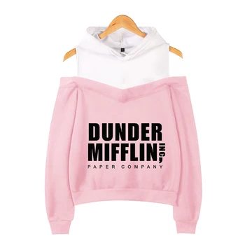 

Dunder Mifflin Hoodie Women The Office TV Show Long Sleeve Hooded Clothes Off-Shoulder Harajuku Letters Pullover Wholesale