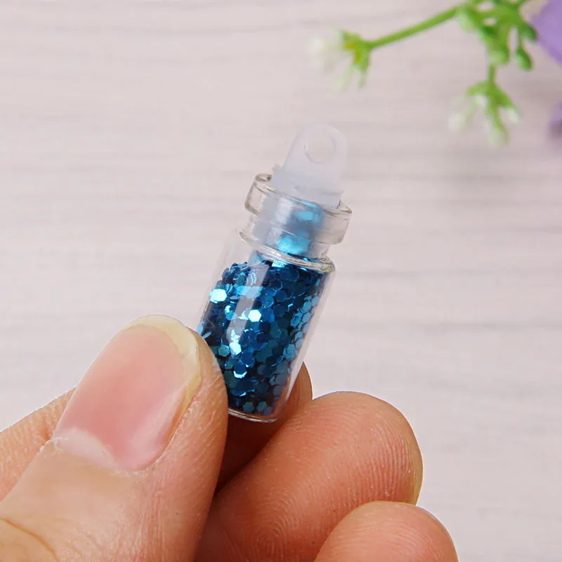 

1Set/12Pcs Colors Caviar Nails Art Bottle Manicures Hexangular Tiny Film Nail Decor New