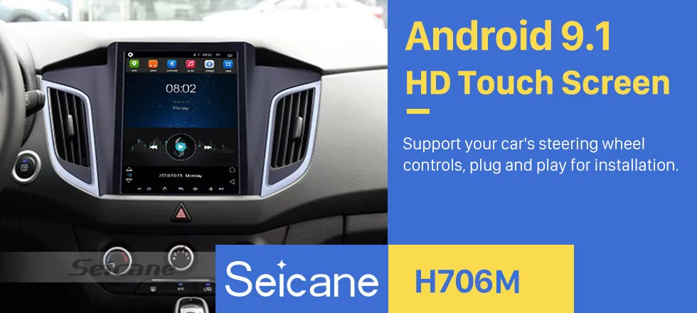 Seicane gps автомобильный Радио мультимедийный плеер для hyundai IX25 Android 9,1 9," Bluetooth головное устройство с 2 Гб ram+ 32 ГБ rom