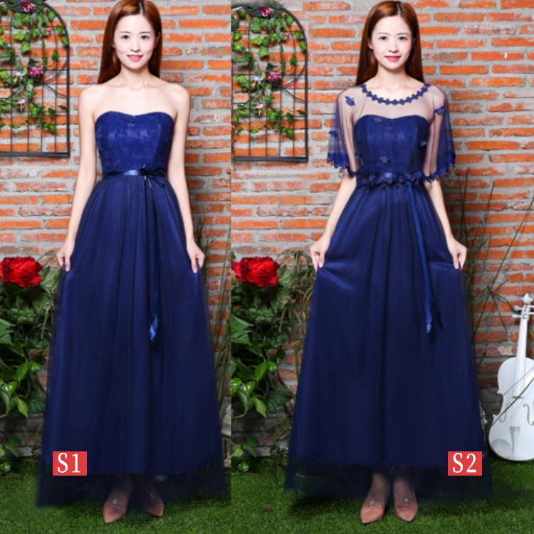 Темно синее платье подружки невесты платья для свадьбы вечерние Vestido Azul Marino с