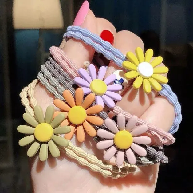 

ts051 Korean Trendy Cute/Romantic female student small daisy flower stretch hair rope hair accessories Female charm jewelry