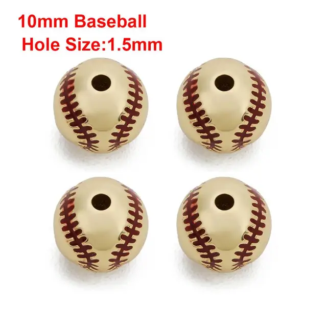 2pcs/lot Copper Rugby basketball baseball beads Copper Spacer Bead Fit DIY Sporting Jewelry Making For Sports Bracelet Warehouse Gold