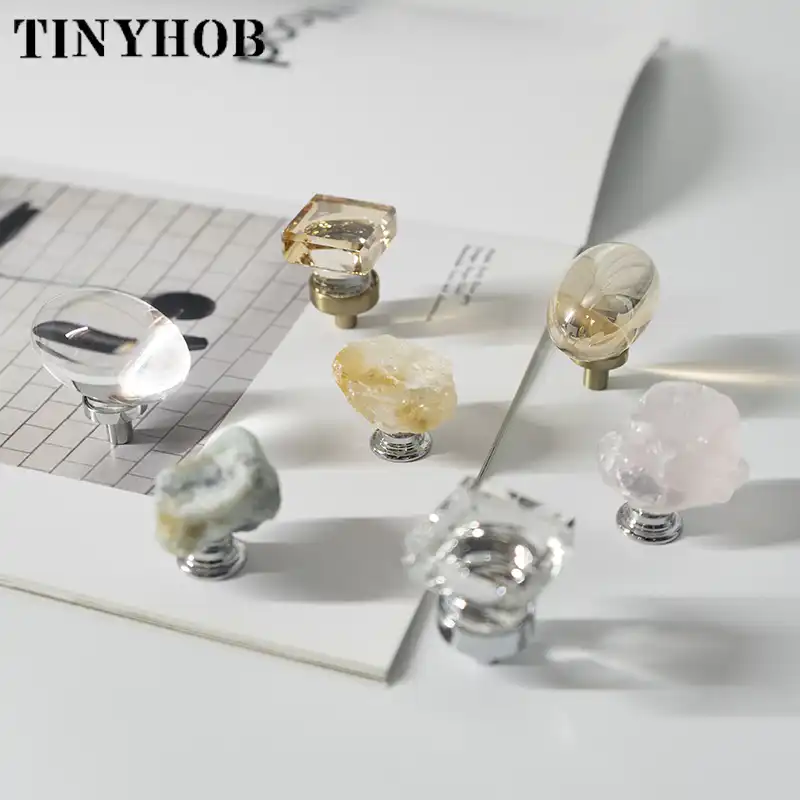 White Stone Drawer Pulls Knobs and Pulls Quartz Pull Knob