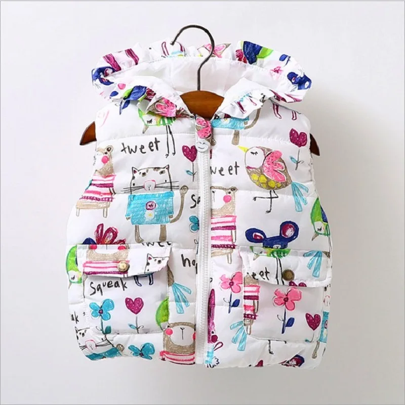 Импортные товары, детская одежда, осень-зима, стиль, утепленный жилет на подкладке для девочек, детский жилет с героями мультфильмов, поколение