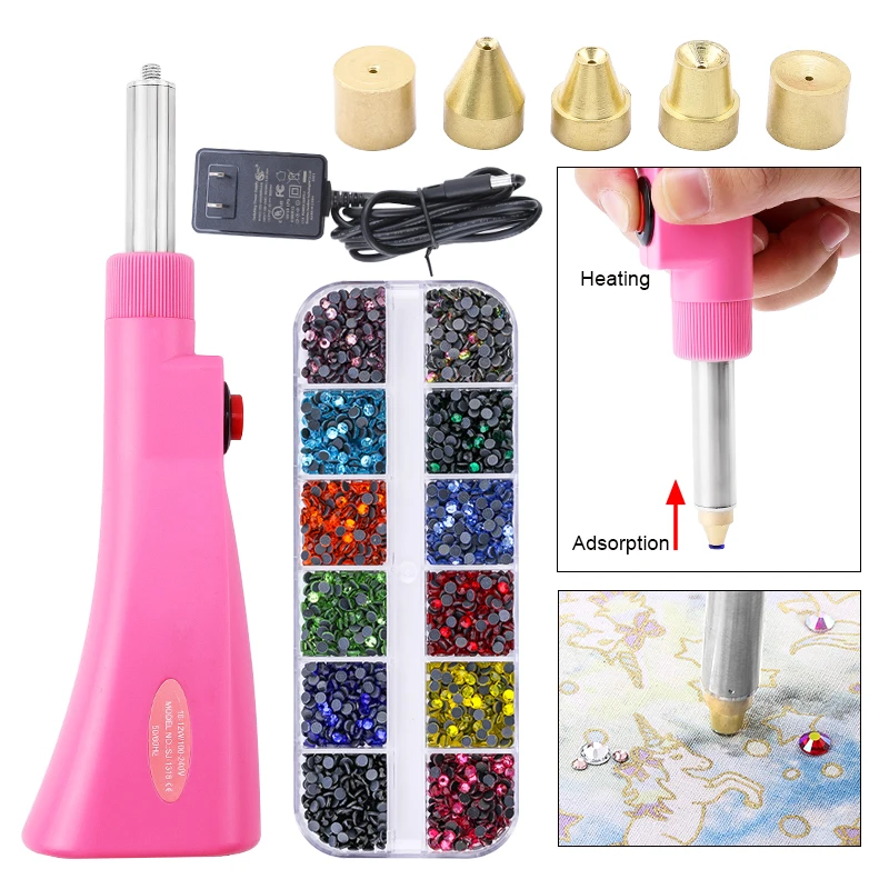 Applicateur Strass Hotfix 30W - Avec 7 Embouts - Chauffage Rapide, Semi-automatique - Pour DIY, Décoration Textile