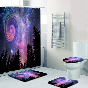 

Star Shower Curtain Shower Curtain Set Feather 3D Water Ring Space Waterproof