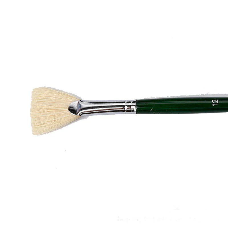 1pc Fine Hand Pig Mane Fan Shape Painting Pen Artist Oil Painting Brushes Art for Supplies Paint Brush