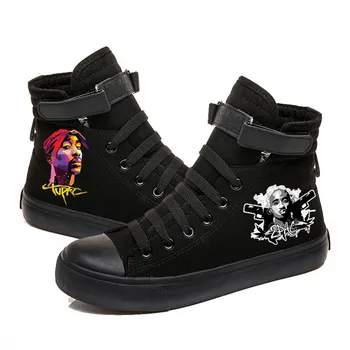 

The New Style 2PAC Printed Fashion Casual Canvas Shoes High Top Canvas Shoes Comfort Sneakers Boy Sport Shoes Size 35-44