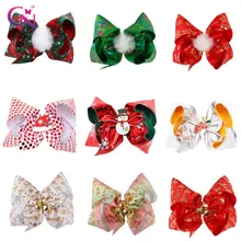 CN lazos navideños para el pelo de 6 "para niña, pinzas para el pelo con lazo para niña, horquillas, accesorios navideños para cabello