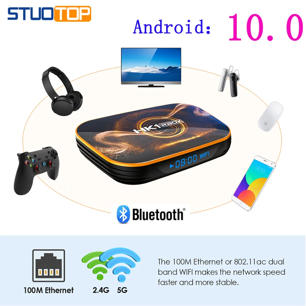 

New HK1 RBOX android 10.0 Smart iptv tv box 4G 32G 64G 2.4G 5G WIFI 4K media player netflix youtube Google voice assistant