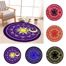 Diamètre 60cm tapis dessin animé Tarots ronds nappe pentagramme soleil lune Divination fête jeu de société tapis de Table