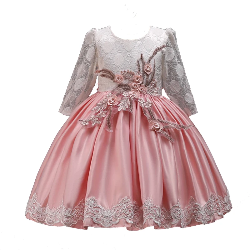 Детская одежда платье для дня рождения Vestidos infantil кружевное атласное принцессы с