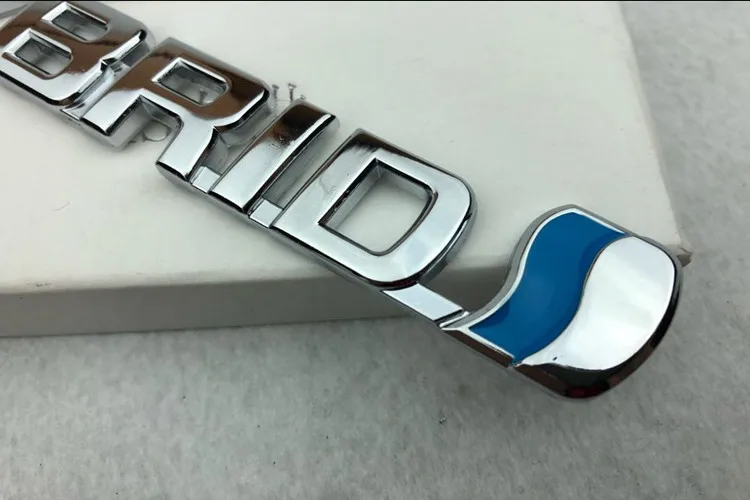 【High Quality】2PCS 15.2cm*2cm Silver Metal Plating HYBRID Emblem For RAV4 Car Rear Tail Badge Sticker Logos