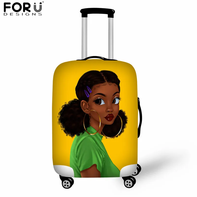 FORUDESIGNS, Африканский чемодан для девочек, защитный чехол, мультяшный, черный, художественный, для леди, багаж, чехол для женщин, женские аксессуары для путешествий - Цвет: Z5128