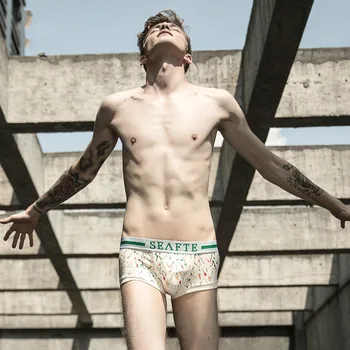 

Summer 2020 Comfortable Men Low Waist Cotton White Underwear Sexy Boxers Brand Breathable Panties Man Boxeur Homme Underpants