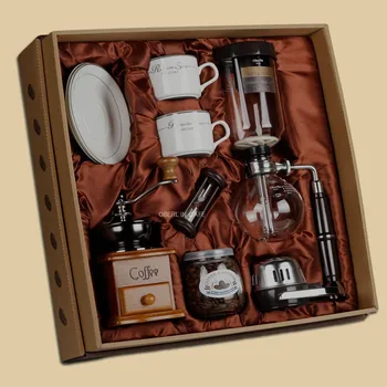 

360ml Coffee bean Steel core grinder Mill Suction pot coffee Syphon machine 2 sets of bone cups Gift package wooden hourglass