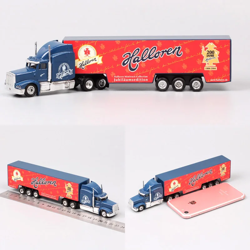 1/87 Scale Mini Small Germany Advertising AD Media container Cargo trailer tow Truck Diecasts& Toy Vehicles model Cars souvenir - Цвет: Синий