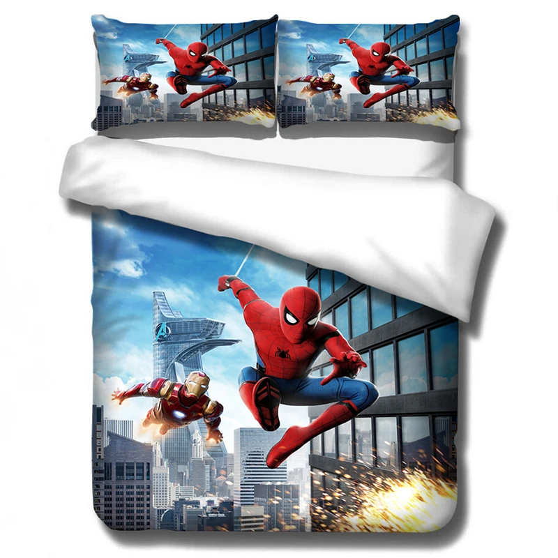 Человек-паук, комплект постельного белья для мальчиков и девочек, Мстители, пододеяльник, набор, принцесса, постельное белье, Бэтмен, постельное белье, Студенческие кровати для общежития, 3 шт