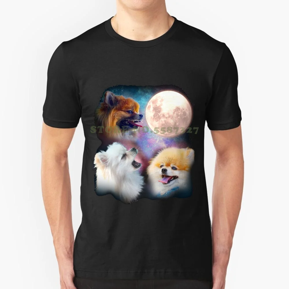 Pomeranian Dogs Howling Moon-футболка с изображением волков футболки для мужчин и женщин |