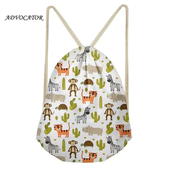 

New Fashion Women Cartoon Animals Patterns Drawstring Backpack 3D Printing Travel Softback Pouchs Backpack Sack Mochila Cuerdas