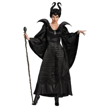 

Halloween Cosplay Black Adult Gown Maleficent Carnival Party Clothing Outfit Dress Costume New Material Item Type Source Charact