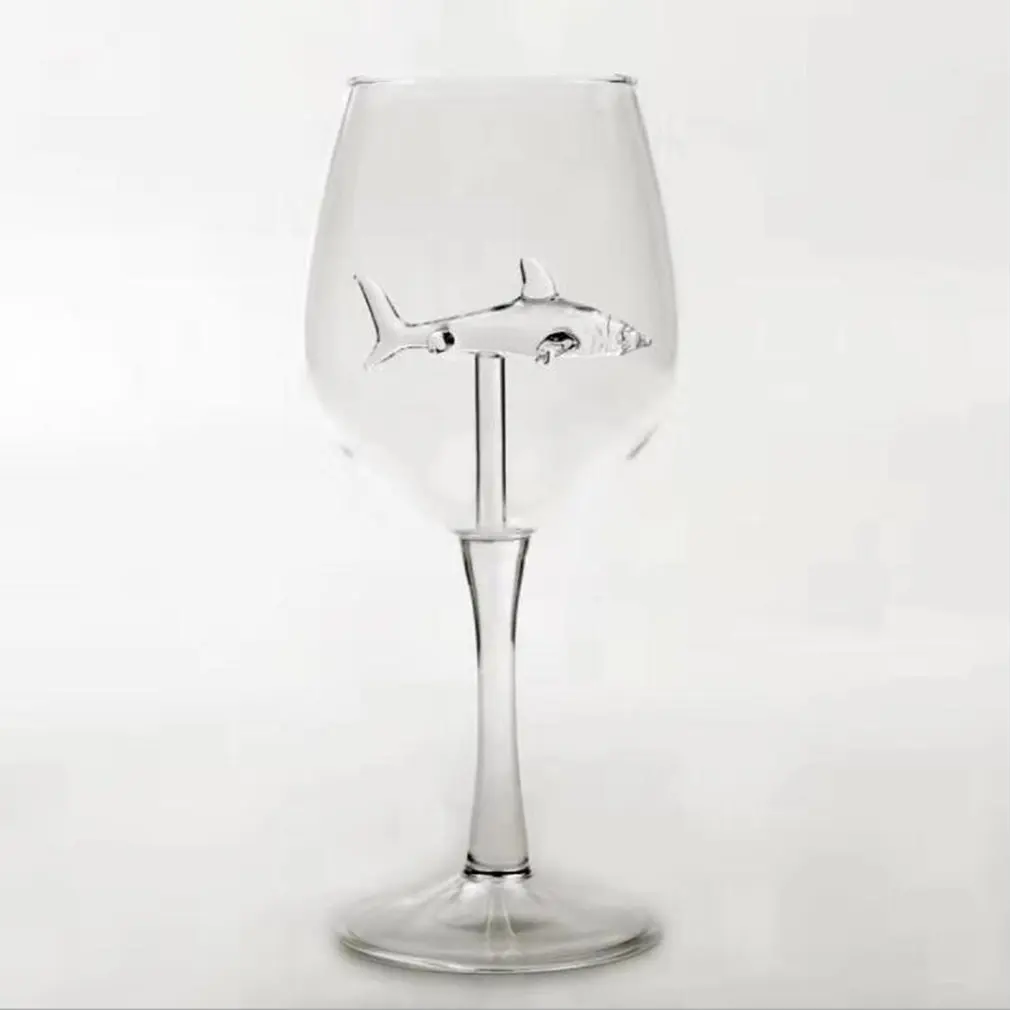 Creative Glass Red Wine Glass Goblet Cocktail Glass Fully Clear Wine Glass Exquisite Round Shark Wine Glass