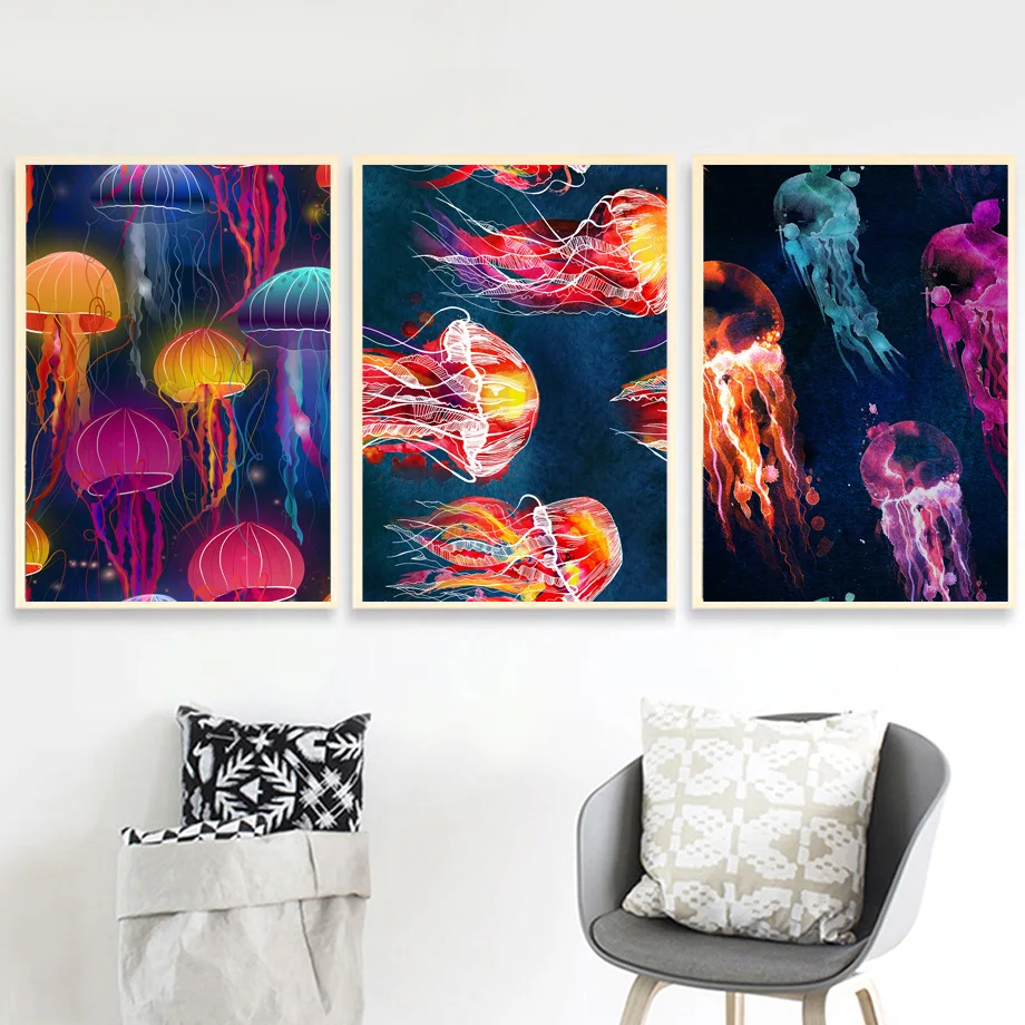 Medusa De Naturaleza Marina Poster Nordico E Impresiones De Arte