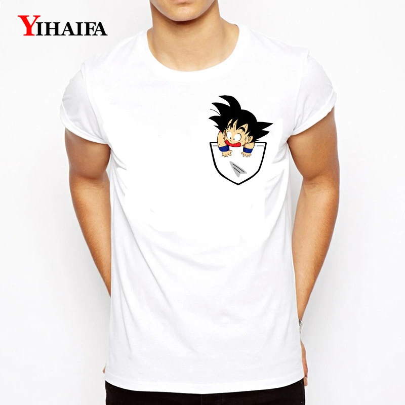 

Men Women T Shirt Summer Tees Dragon Ball Z Goku Pocket Funny Graphic Tee Harajuku 3D T-Shirts Unisex White Tops
