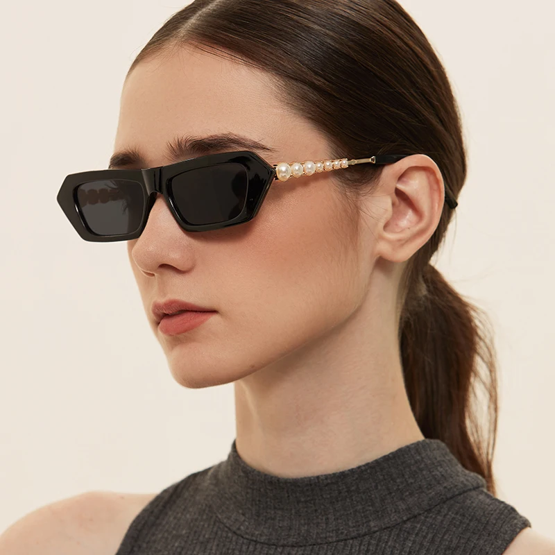 

2020 pearl Vintage Small Square Sunglasses Women Shades Brand Designer Retro Rectangle Sun Glasses Female Eyewear uv400 Gafas