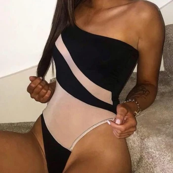 

2020 Plus Size Women's Swimsuit Sexy One Piece Mesh Bikini Push-up Summer Bathing Suit Swimwear Swimming Beach Bikini